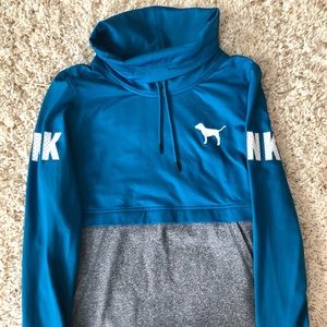PINK Victoria's Secret Blue and Gray Hoodie